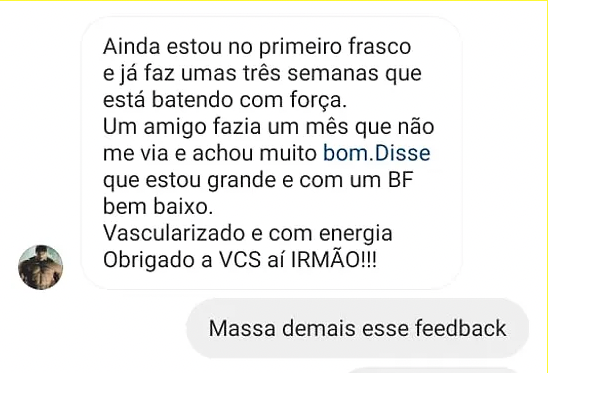 Cliente relatando ganho de massa com GHDROL
