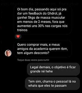 Relato de cliente 1 sobre o GHDROL